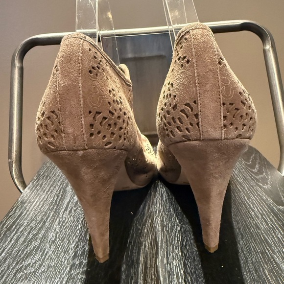 BCBGirls Brown Cut-Out Peep-Toe Wedges - Picture 4 of 11